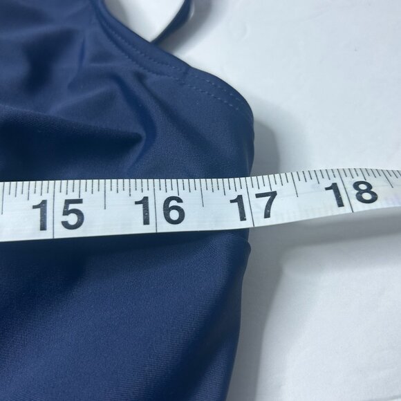 Navy Blue One-Piece Bathing Swimsuit Color Pinstripes Size XXL Adjustable Straps - Picture 4 of 7